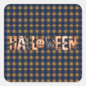 Halloween Plaid Pumpkin Vierkante Sticker (Voorkant)