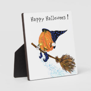Halloween Plaque Heks Pompoen Vliegende Bezem Fotoplaat