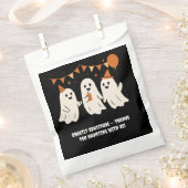 Halloween Playful White Ghost Black Festive Bedankzakje (Geknipt)