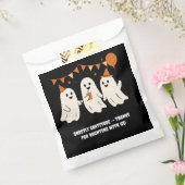 Halloween Playful White Ghost Black Festive Bedankzakje (Gezegeld)