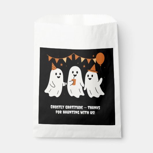 Halloween Playful White Ghost Black Festive Bedankzakje (Voorkant)