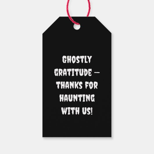 Halloween Playful White Ghost Black Festive  Cadeaulabel (Achterkant)