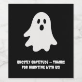 Halloween Playful White Ghost Black Festive  Wijn Etiket (Enkel label)