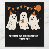 Halloween Playful White Ghost Black Festive  Wijn Etiket (Enkel label)
