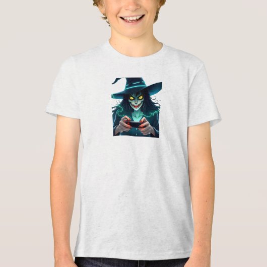 Halloween PlayStation Gaming - Spooky PS5 Tri-Blend Shirt (Voorkant)