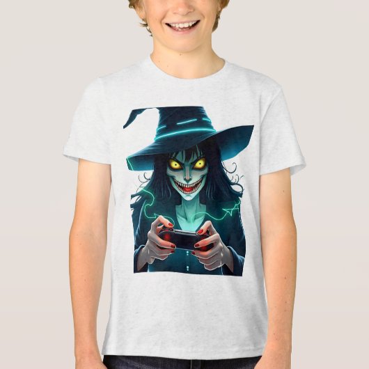 Halloween PlayStation Gaming - Spooky PS5 Tri-Blend Shirt (Voorkant)