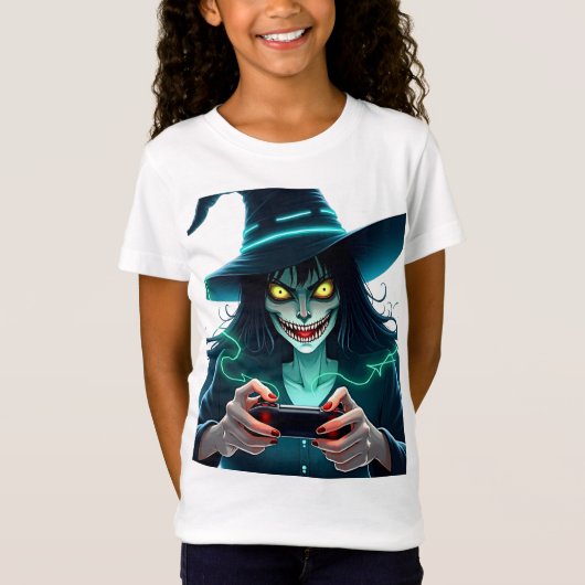 Halloween PlayStation Gaming - Spooky PS5 Witch Co T-shirt (Voorkant)