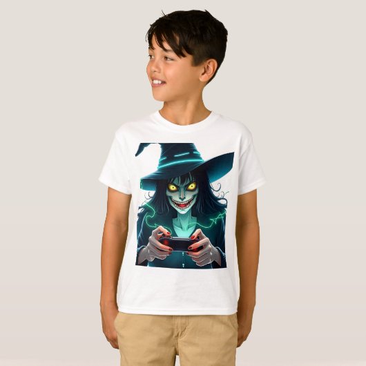 Halloween PlayStation Gaming - Spooky PS5 Witch Co T-shirt (Voorkant volledig)
