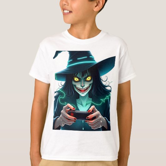 Halloween PlayStation Gaming - Spooky PS5 Witch Co T-shirt (Voorkant)