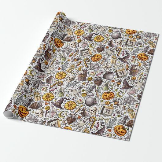 Halloween Plezier Cadeaupapier (Uitgerold)