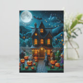 Halloween plezier en spookachtige uitnodigingen (Staand voorkant)