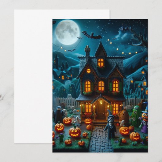 Halloween plezier en spookachtige uitnodigingen (Voorkant / Achterkant)