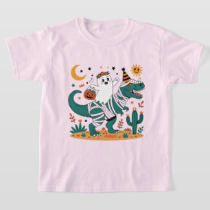 Halloween Plezier! Geest op Ingepakte T-Rex met Sn T-shirt