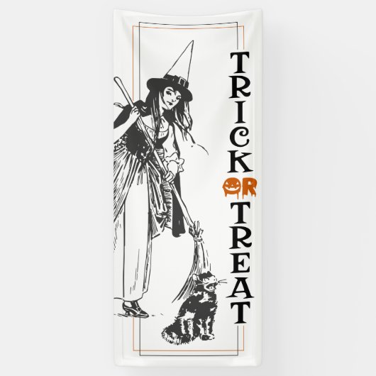 Halloween plezier | Trick or treat van heek en kat Spandoek (Verticaal)