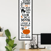 Halloween plezier | Witte zwarte katten met zijded Poster (Thuiskantoor)
