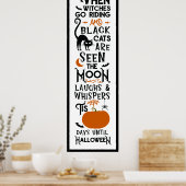 Halloween plezier | Witte zwarte katten met zijded Poster (Keuken)