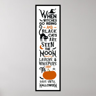 Halloween plezier   Witte zwarte katten met zijded Poster