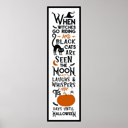 Halloween plezier | Witte zwarte katten met zijded Poster (Voorkant)