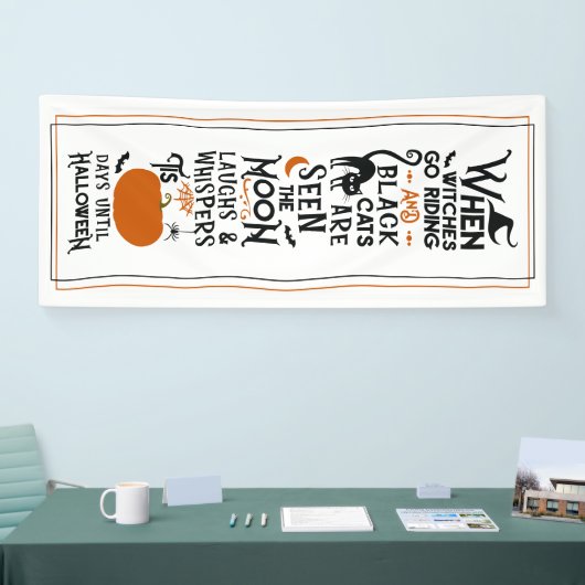 Halloween plezier | Witte zwarte katten met zijded Spandoek (Beurs)