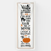 Halloween plezier | Witte zwarte katten met zijded Spandoek (Verticaal)