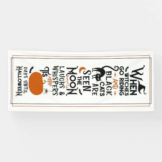 Halloween plezier | Witte zwarte katten met zijded Spandoek (Horizontaal)