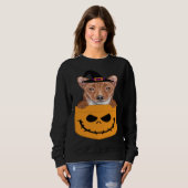 Halloween Pocket Basenji Scary Jack O Lantern Trui (Voorkant volledig)