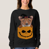 Halloween Pocket Basenji Scary Jack O Lantern Trui (Voorkant)
