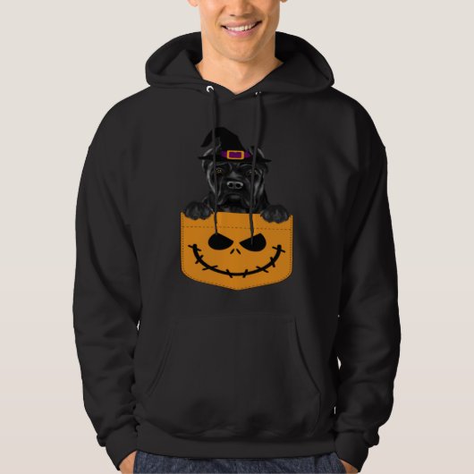 Halloween Pocket Cane Corso Scary Jack O Lantern Hoodie (Voorkant)