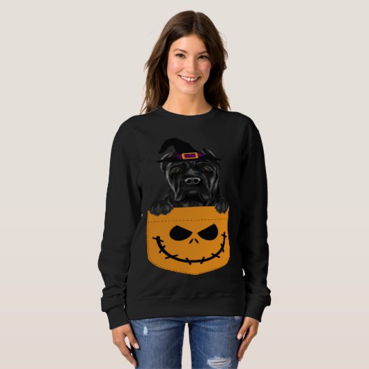 Halloween Pocket Cane Corso Scary Jack O Lantern Trui (Voorkant volledig)