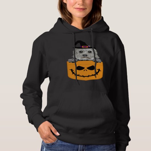 Halloween Pocket Dandie Dinmont Terrier Scary Jack Hoodie (Voorkant)