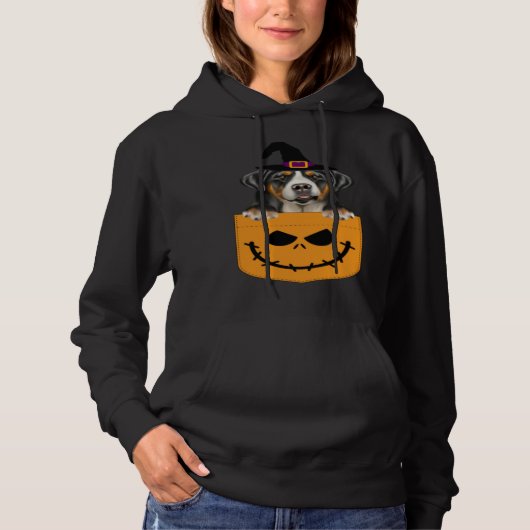 Halloween Pocket Greater Swiss Mountain Dog Jack O Hoodie (Voorkant)