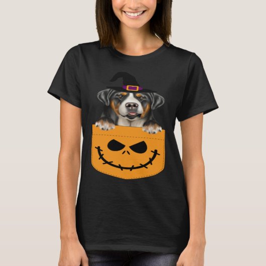 Halloween Pocket Greater Swiss Mountain Dog Jack O T-shirt (Voorkant)