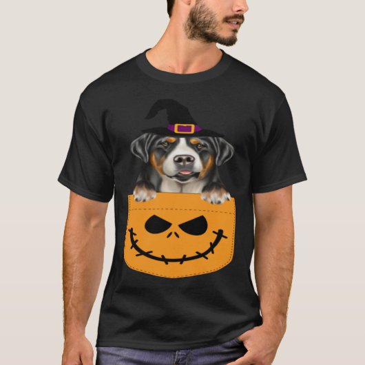 Halloween Pocket Greater Swiss Mountain Dog Jack O T-shirt (Voorkant)