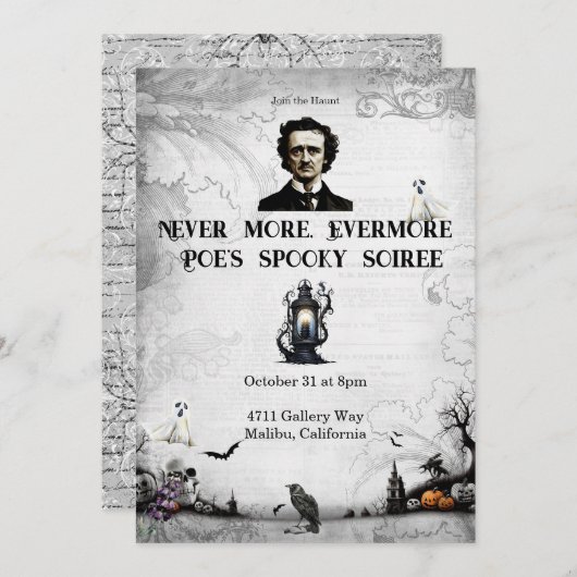 Halloween Poe Kaart (Voorkant / Achterkant)