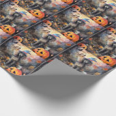 Halloween poel met pompoenen eng cadeaupapier (Hoek)