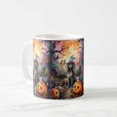 Halloween poel met pompoenen eng koffiemok (Voorkant links)