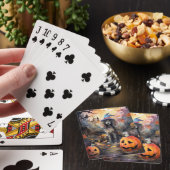 Halloween poel met pompoenen eng pokerkaarten (Insitu)