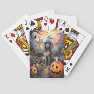 Halloween poel met pompoenen eng pokerkaarten