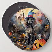 Halloween poel met pompoenen eng ronde button 6,0 cm (Voorkant /achterkant)
