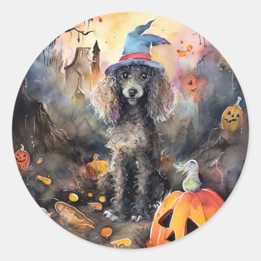 Halloween poel met pompoenen eng ronde sticker (Voorkant)