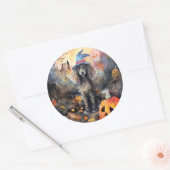 Halloween poel met pompoenen eng ronde sticker (Envelop)