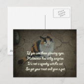 Halloween Poem - Calico Cat Briefkaart (Voorkant / Achterkant)