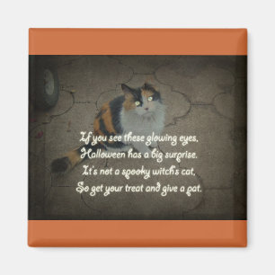 Halloween Poem - Calico Cat Magneet