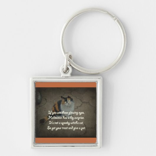 Halloween Poem - Calico Cat Sleutelhanger (Voorkant)