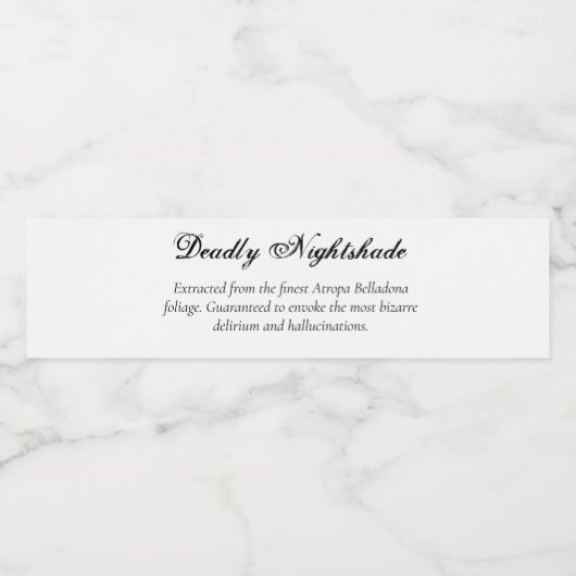 Halloween Poison Dodelijke Nachtschaduw Waterfles Etiket (Enkel label)