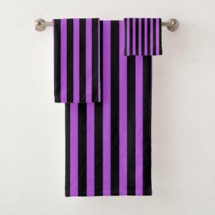 Halloween Poison Paarse en Zwart Gestreept Bad Handdoek