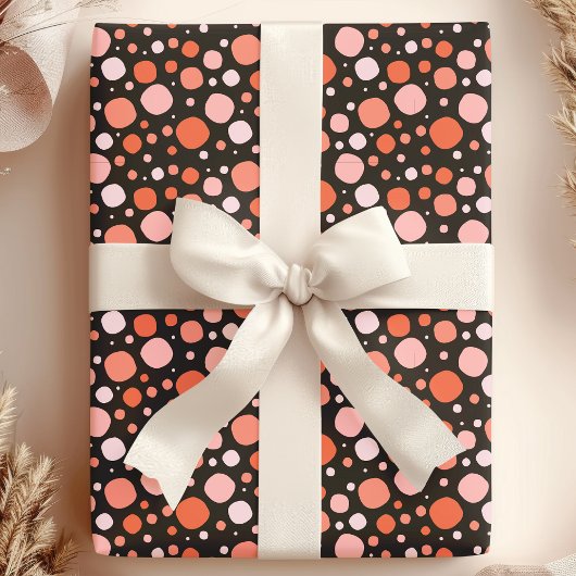 Halloween Polka Dots in Roze, Sinaasappel en Zwart Cadeaupapier