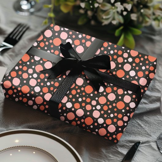 Halloween Polka Dots in Roze, Sinaasappel en Zwart Cadeaupapier