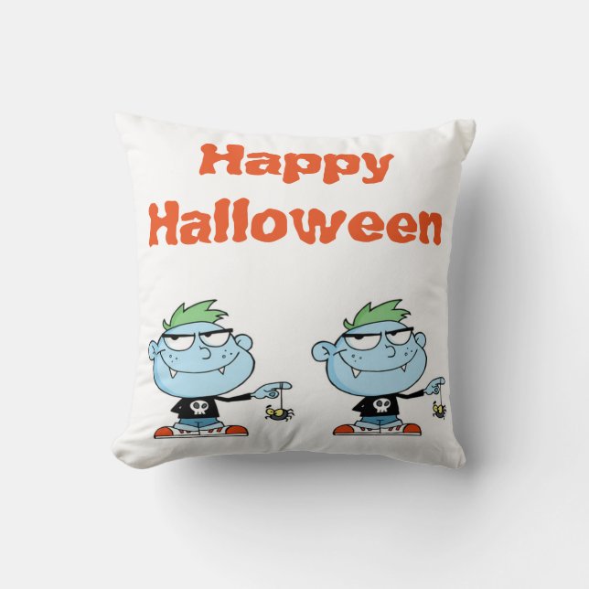 Halloween Polyester Sierkussen 16 x 16 inch/Monste (Voorkant)