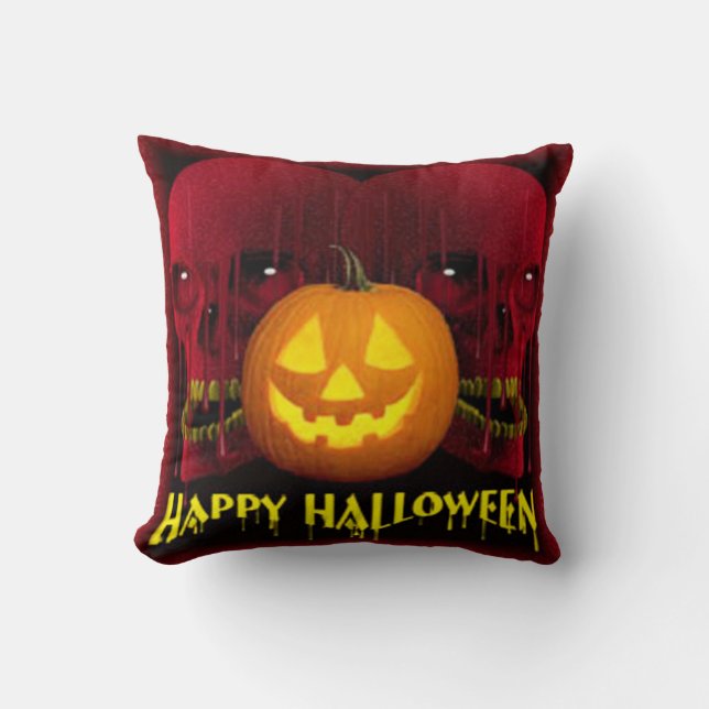Halloween Polyester Sierkussen 16 x 16 inch/Skulls (Voorkant)